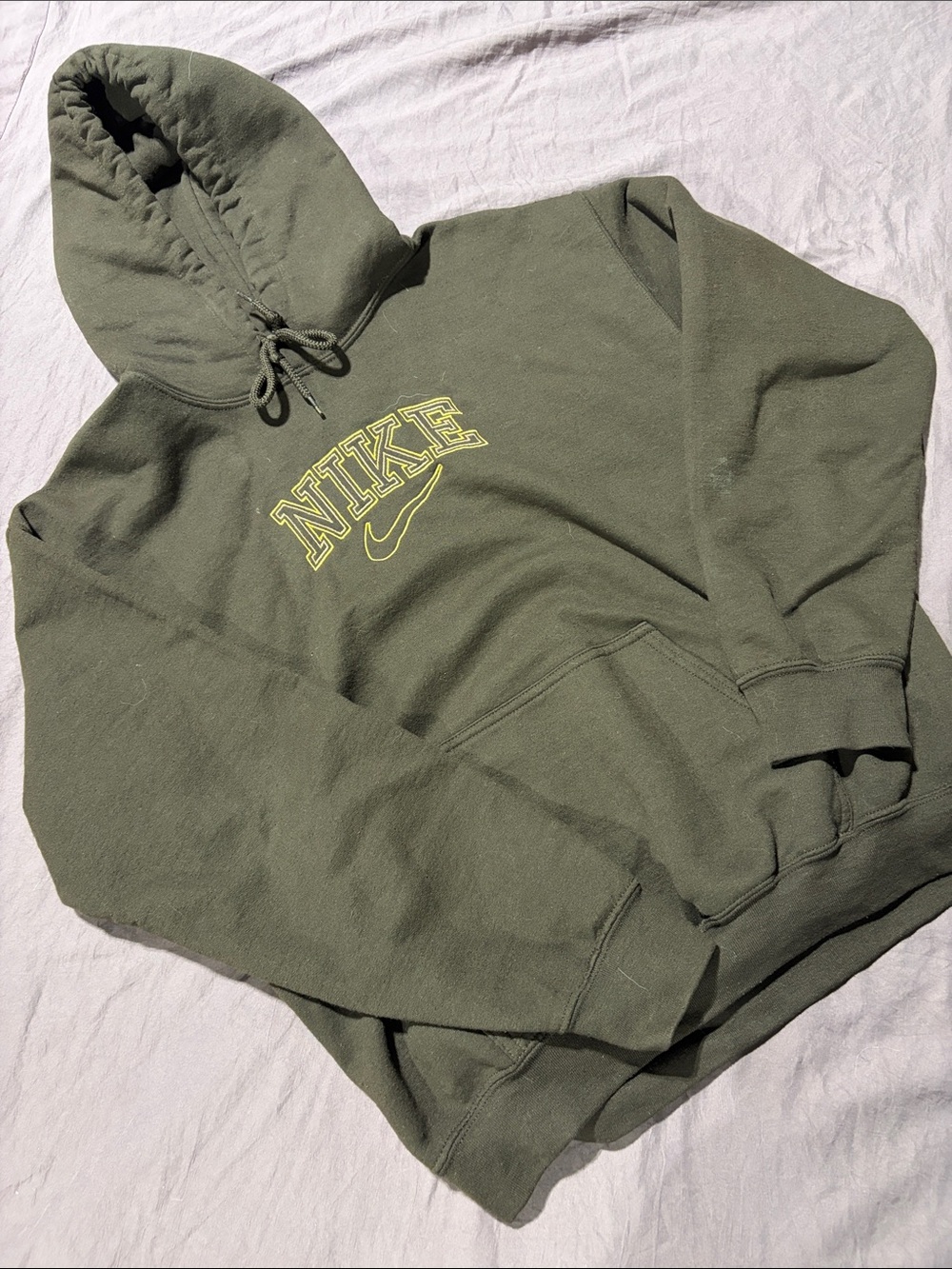Custom Embroidered Nike Men’s Brown Crewneck Hoodie with Yellow Logo